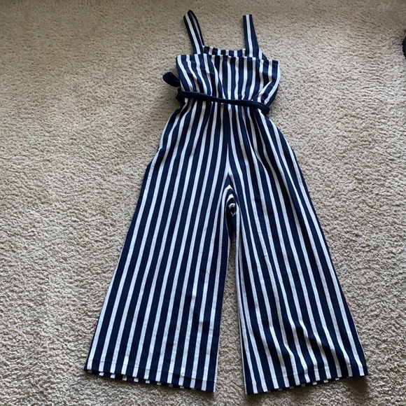 J. Crew Navy and White Striped Jumpsuit Sz 2 - Picture 3 of 14